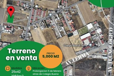 VENDO TERRENO DE 1 050 m EN TECNOLOGICO METEPEC