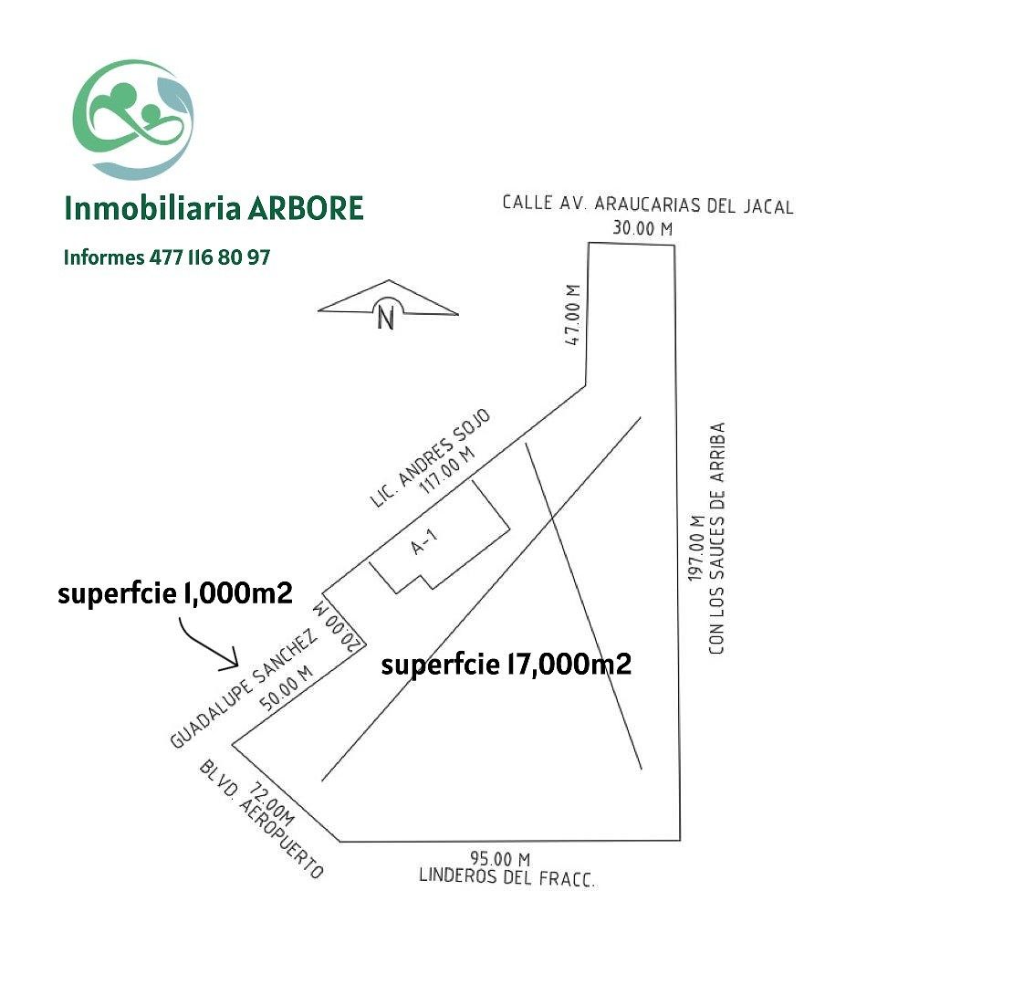 5 de 14: Croquis con medidas 1,000m2 más 17,000m2