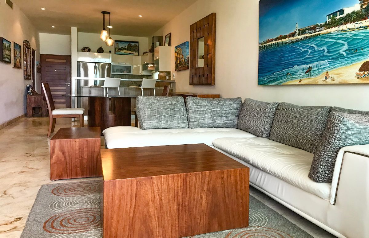 8 of 10: Polished tiles and, spacious living sofa