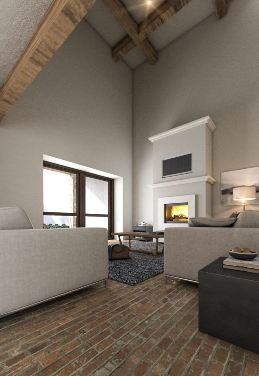 4 of 5: Sala de estar con chimenea