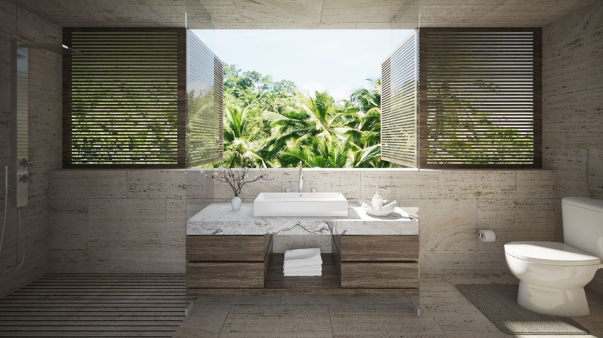 Baño diseño abierto y amplio