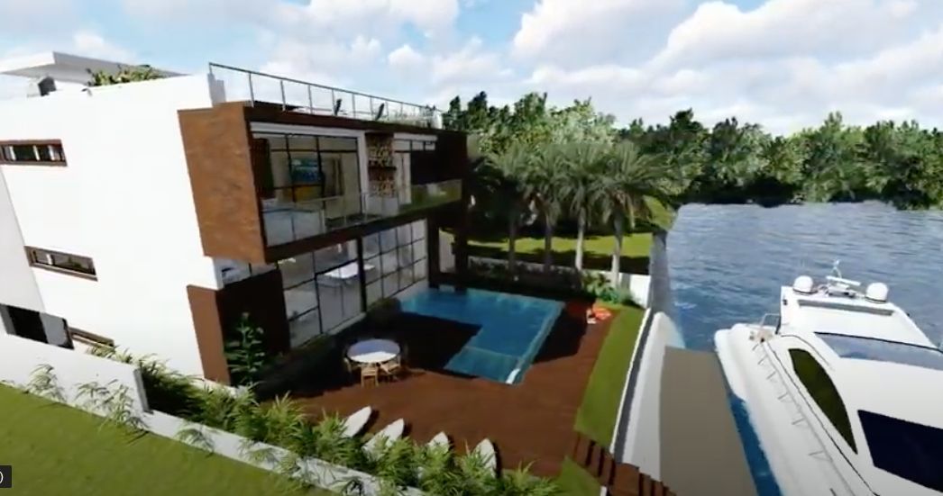 Residencia de lujo 4 recamaras con alberca y muelle privado en venta en Puerto C