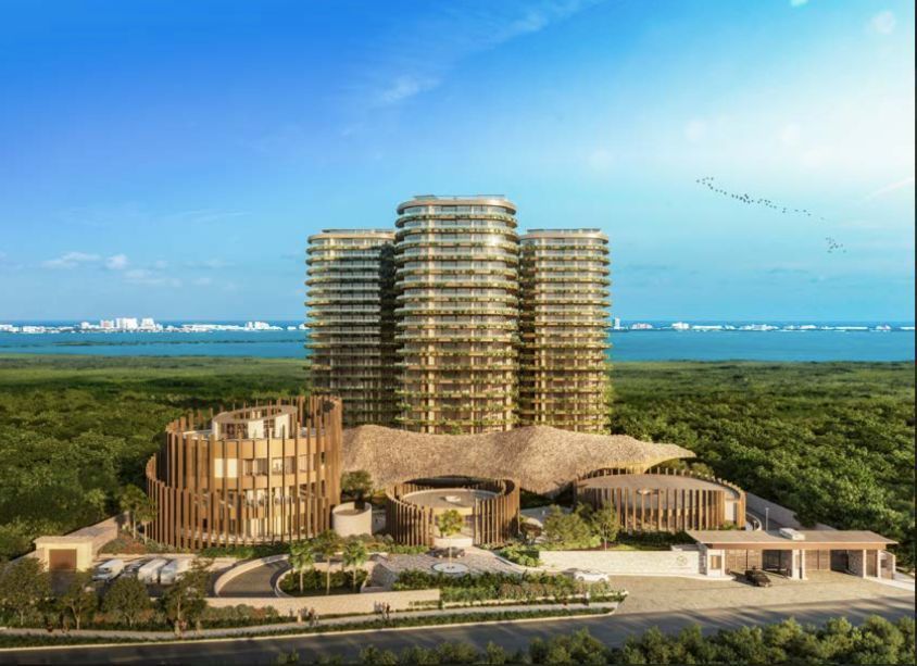 Departamento de lujo, edificio verde con amenidades en venta en Cancún, colindar