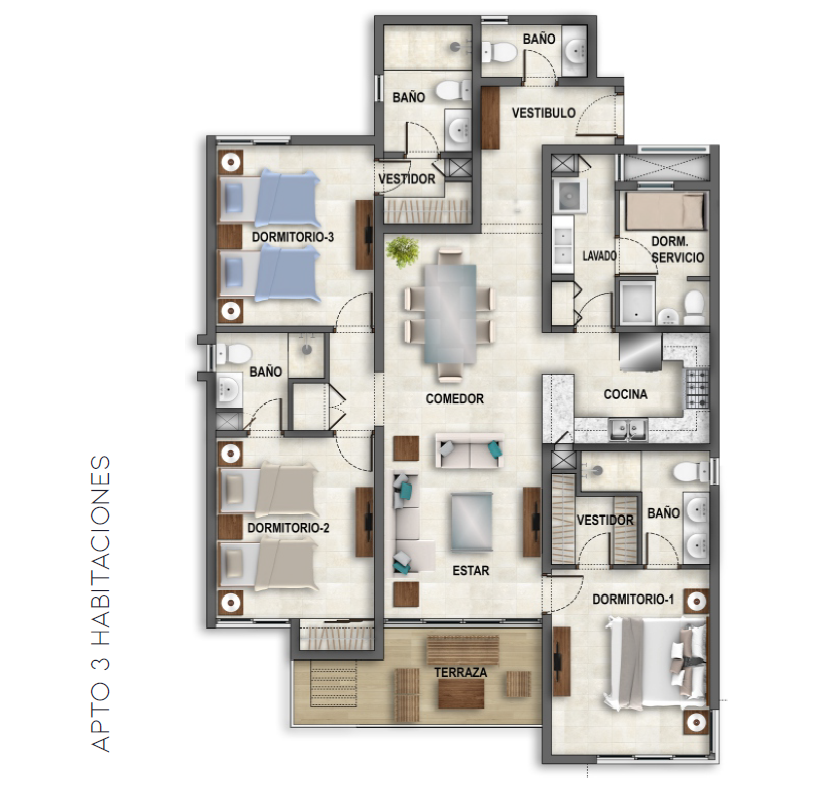 8 de 20: Plano de 3 habitaciones 