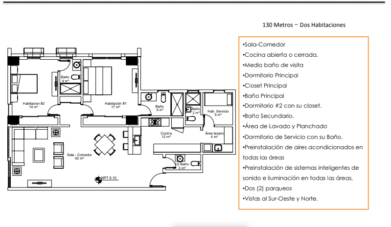 32 de 36: Apartamentos Modelo E
(130 Metros – Dos Habitaciones)