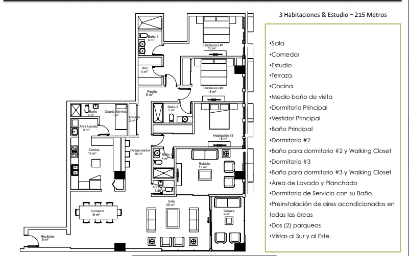 35 de 36: Apartamentos Modelo B (215 Metros – 3 Habitaciones & Est.)