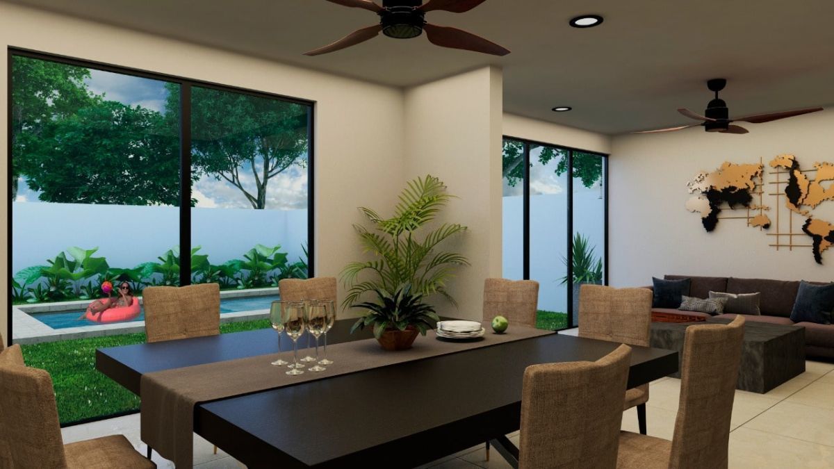 CASA EN PRE-VENTA EN PRIVADA INARA, CHOLUL, MÉRIDA. 3 RECÁMARAS, ALBERCA.