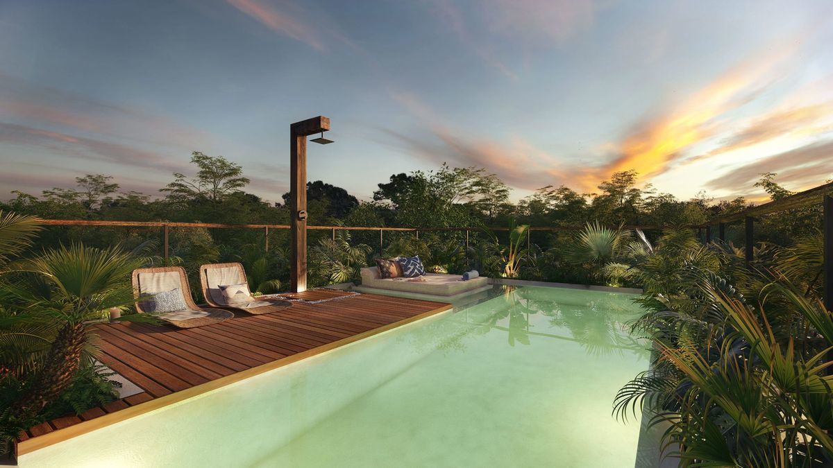 Penthouse 2 albercas privadas, amenidades y naturaleza en Aldea Zama, venta,