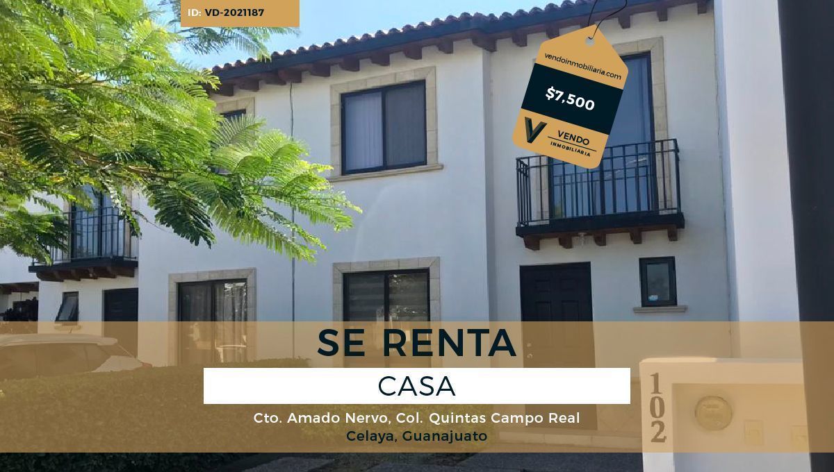 Renta de Casa - 3 Recamaras, Colonia Quintas Campo Real; Celaya Guana |  EasyBroker