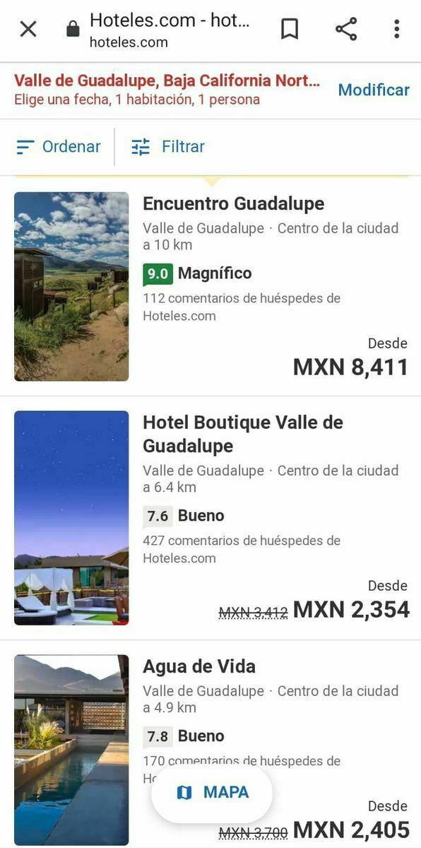 10 de 10: Precios de hospedaje de hoteles por la zona