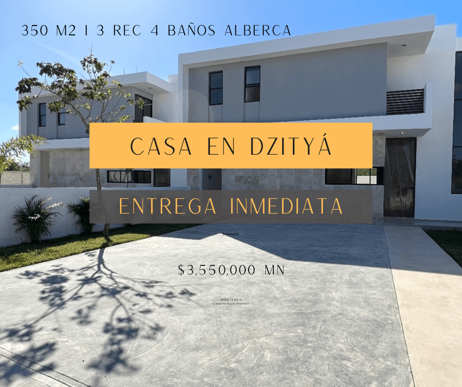 CASA EN VENTA DZITYÁ, ENTREGA INMEDIATA, 350M2, 3 REC. 4 BAÑOS, ALBERCA,  LUMA II