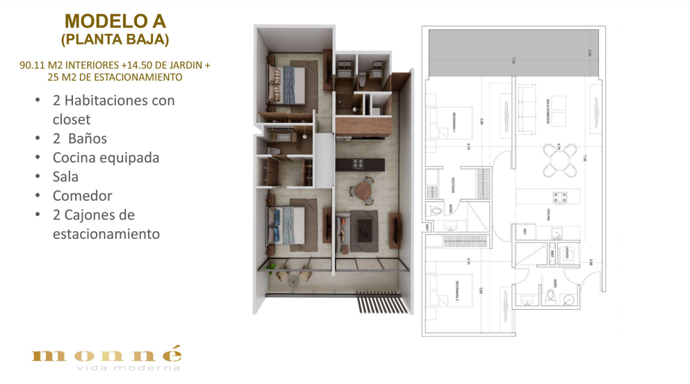 24 de 27: Departamento 2 recámaras balcón en recamara y sala.