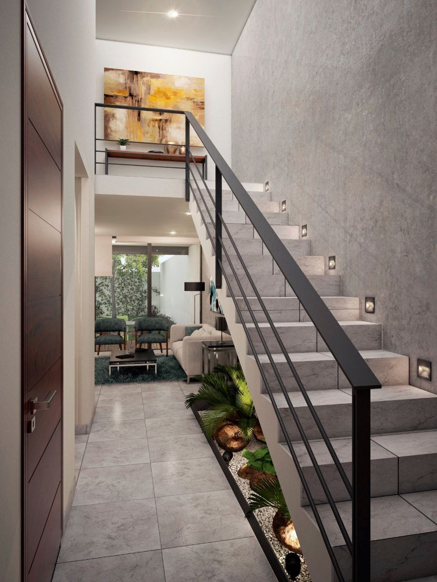 1 de 7: Luminosa escalera casa condominio privada Zendera Conkal 