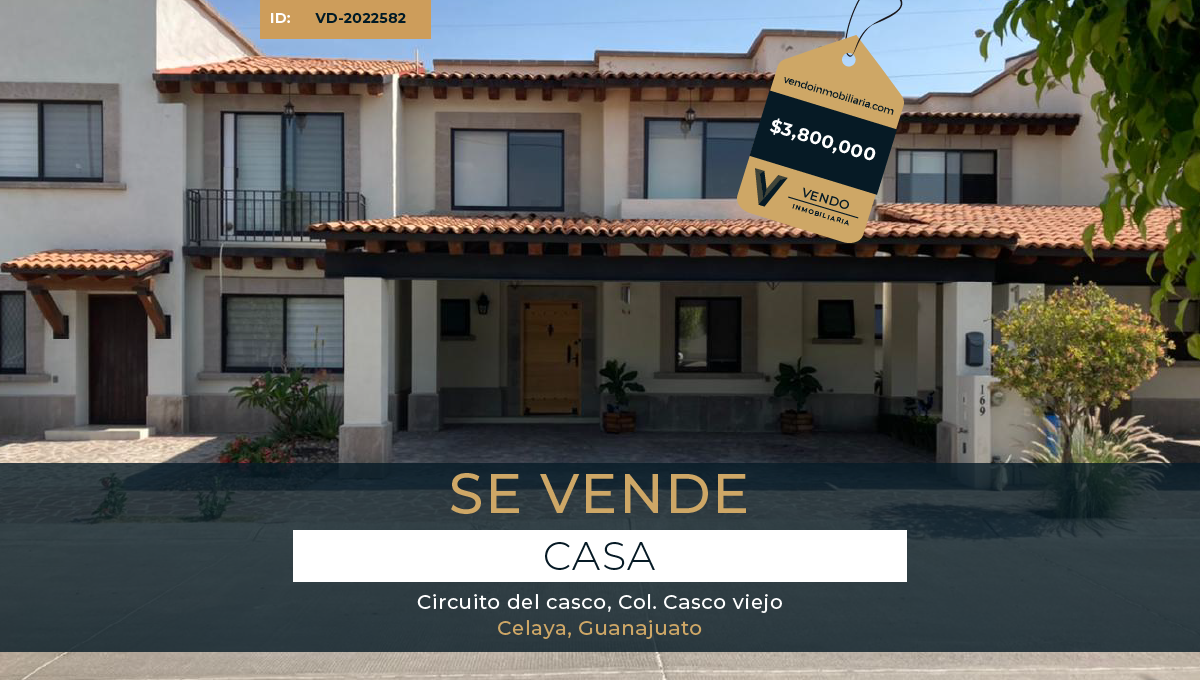 Venta de Casa - 3 Recamaras, Colonia Casco viejo, Celaya Guanajuato.  VD-2022582