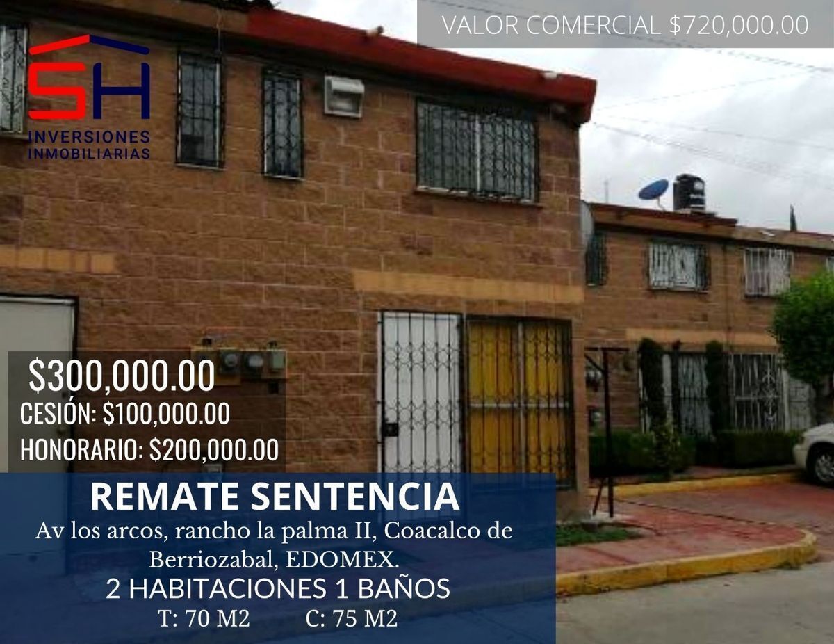 Casa Rancho la Palma II, Coacalco. Remate Bancario