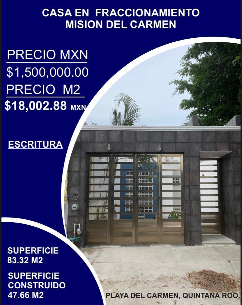 CASA EN VENTA EN FRACCIONAMIENTO MISION DEL CARMEN