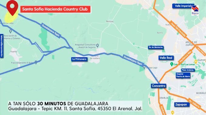 3 de 25: Mapa a Santa Sofía Country Club