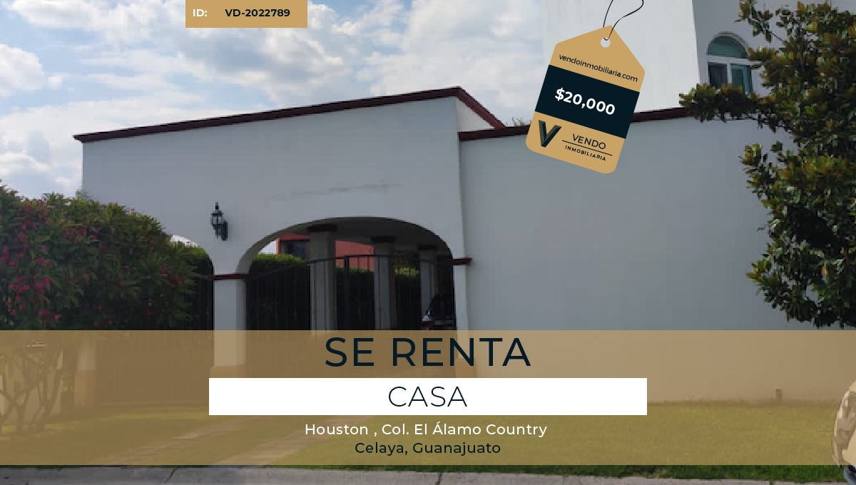 Renta de Casa - 4 Recamaras, Colonia El Álamo Country ; Celaya VD-2022789