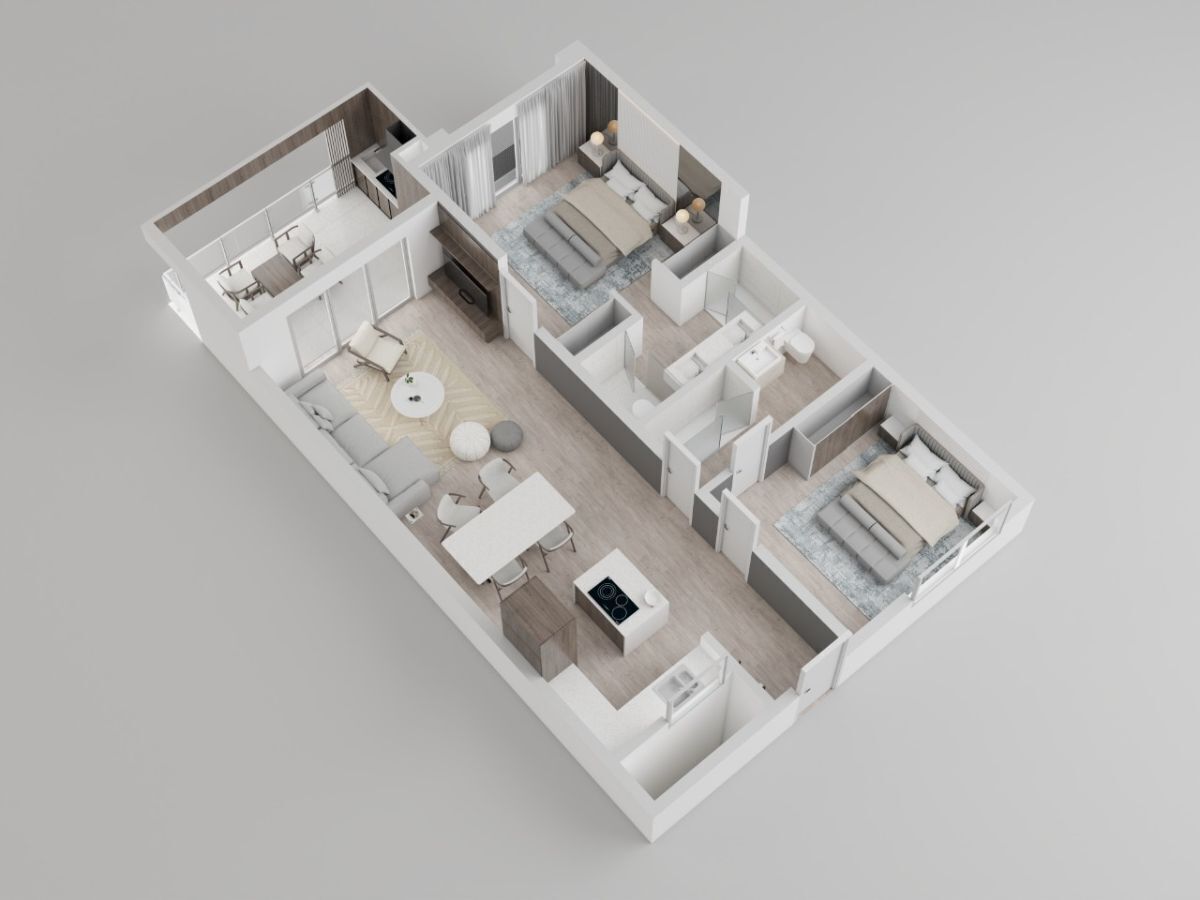 17 de 24: Modelo tipo, propuesta de 2 habitaciones sin costo alguno.