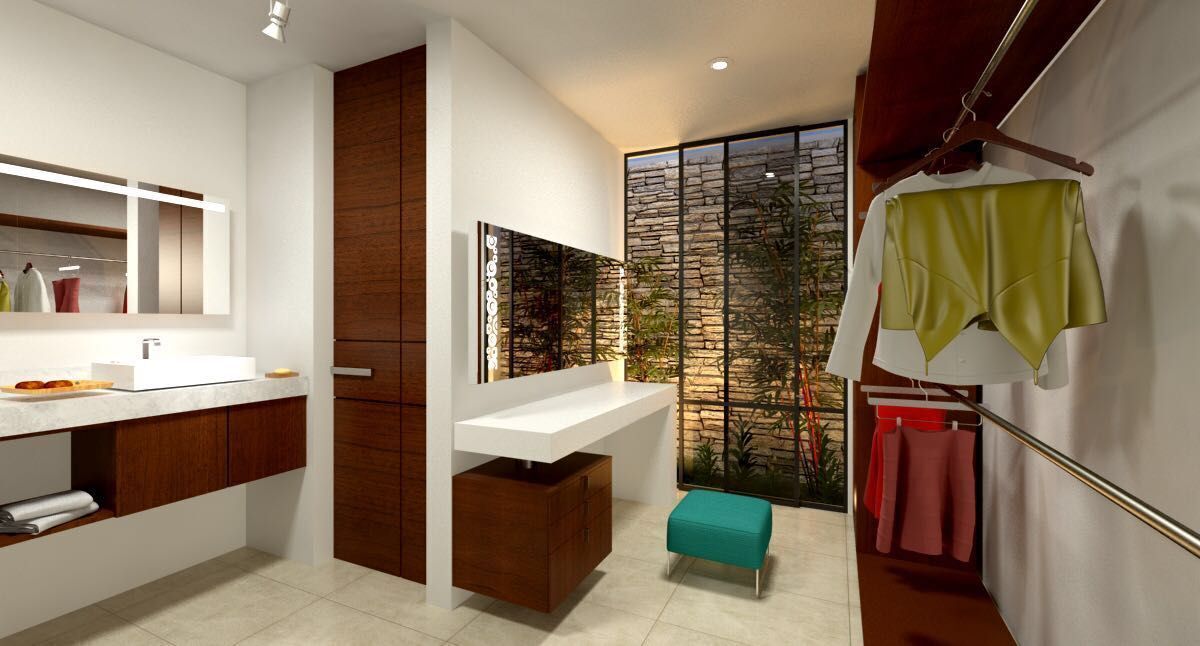 2 de 6: Hermoso baño con closet vestidor en casa Temozón Norte