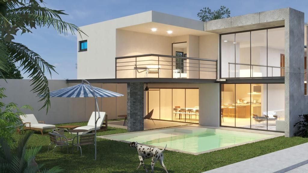 3 de 20: Fachada posterior y piscina