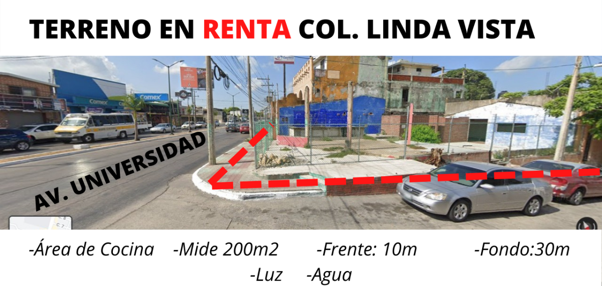 TERRENO EN RENTA, COL. LINDA VISTA