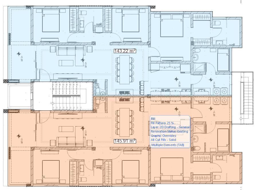2 de 2: Plano de distribución de los apartamentos de 2do y 3er nivel