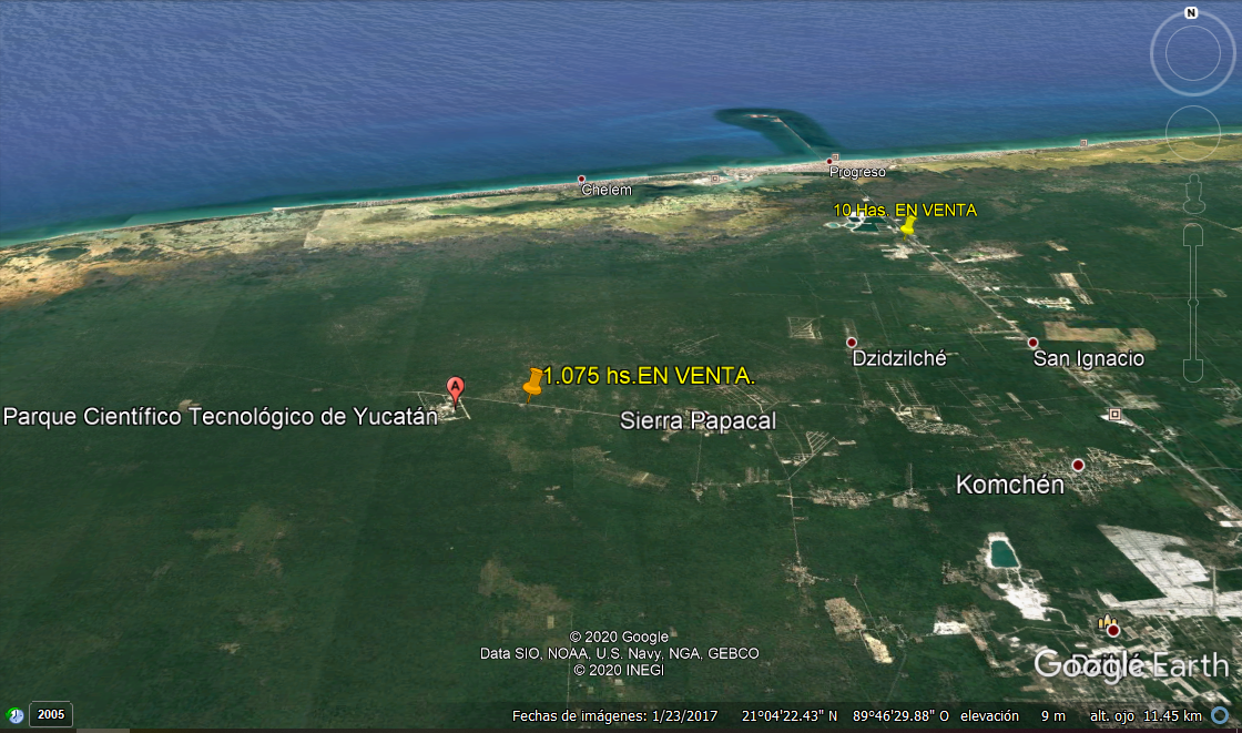 4 de 10: Terreno en Mérida toma aérea Google 2