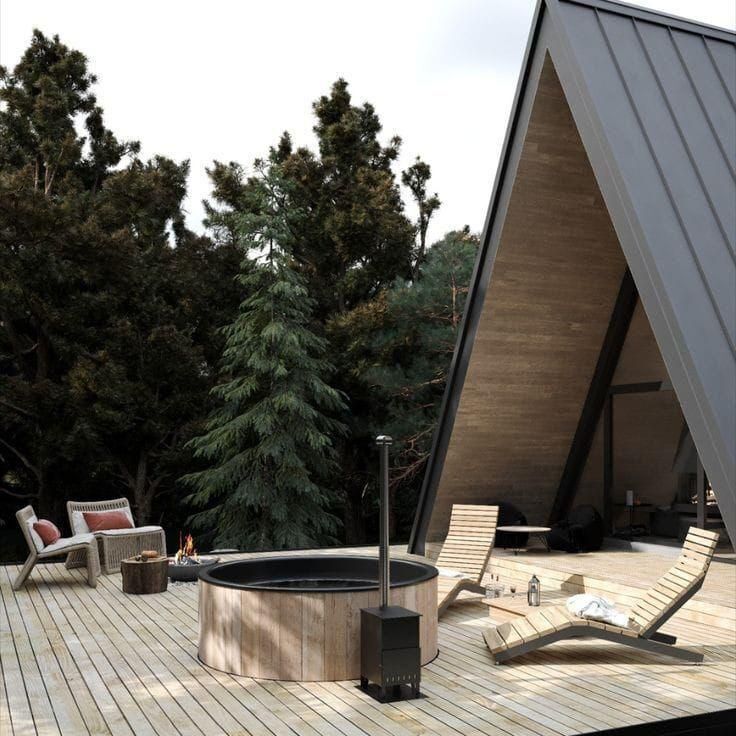 Cabaña con terraza y jacuzzi