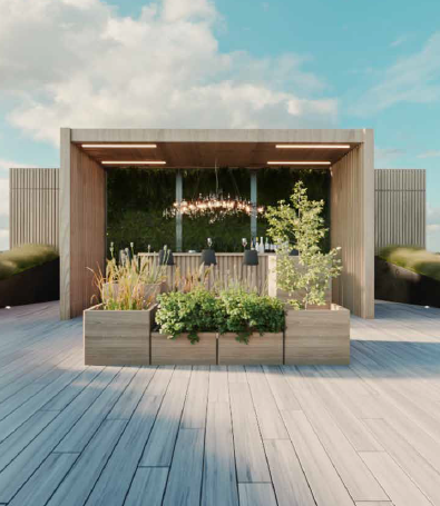 2 de 7: Roof Garden con Grill Renders-FotoMuestra
