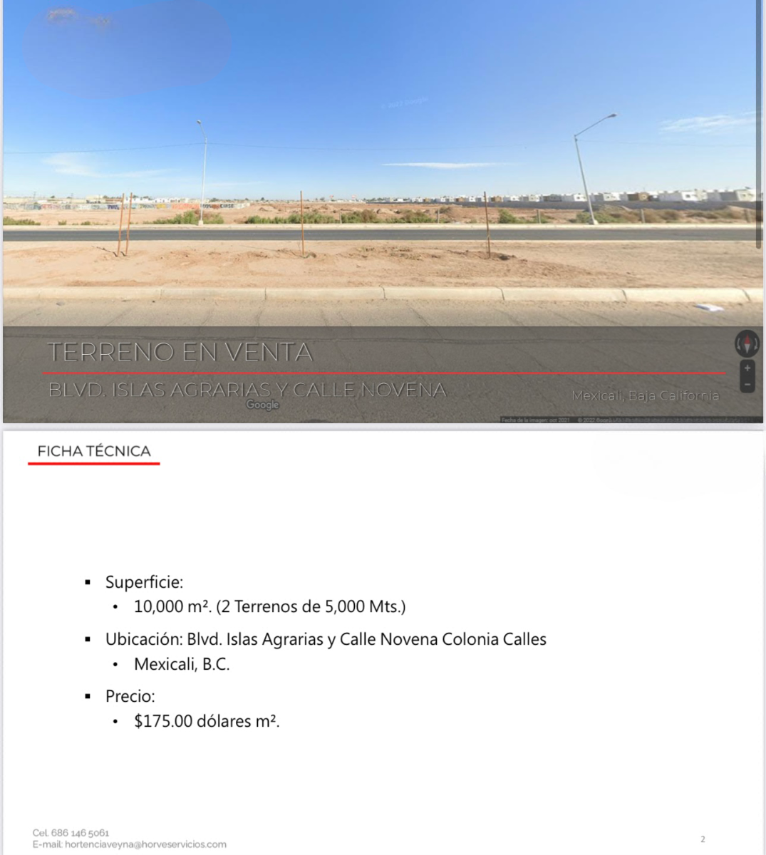 Se Vende Terreno 10,000 m2 Islas Agrarias