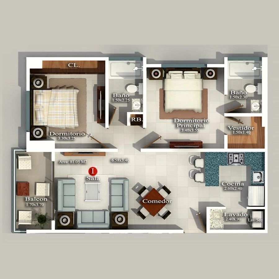 5 de 15: Apartamento en venta 2 habitaciones Evaristo Morales