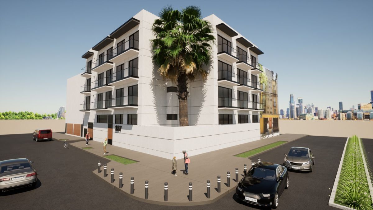 3 de 17: Fachada diagonal del edificio