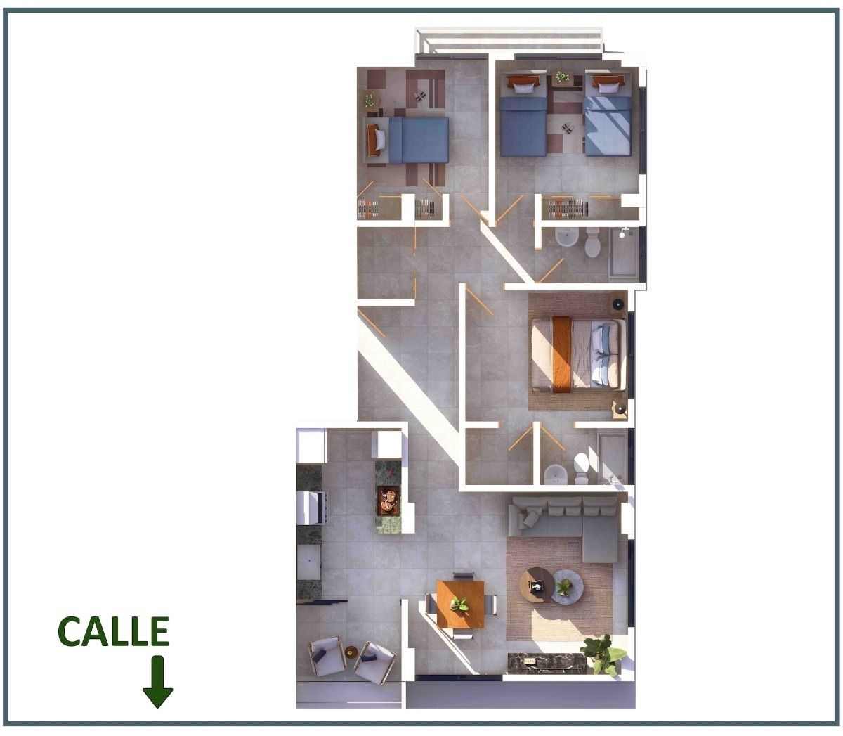 3 de 5: Tipo C- 3 habs., 106 m2