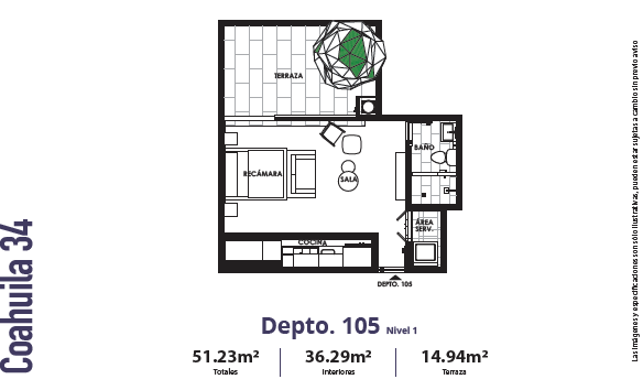 13 de 13: Diseño del Departamento 105