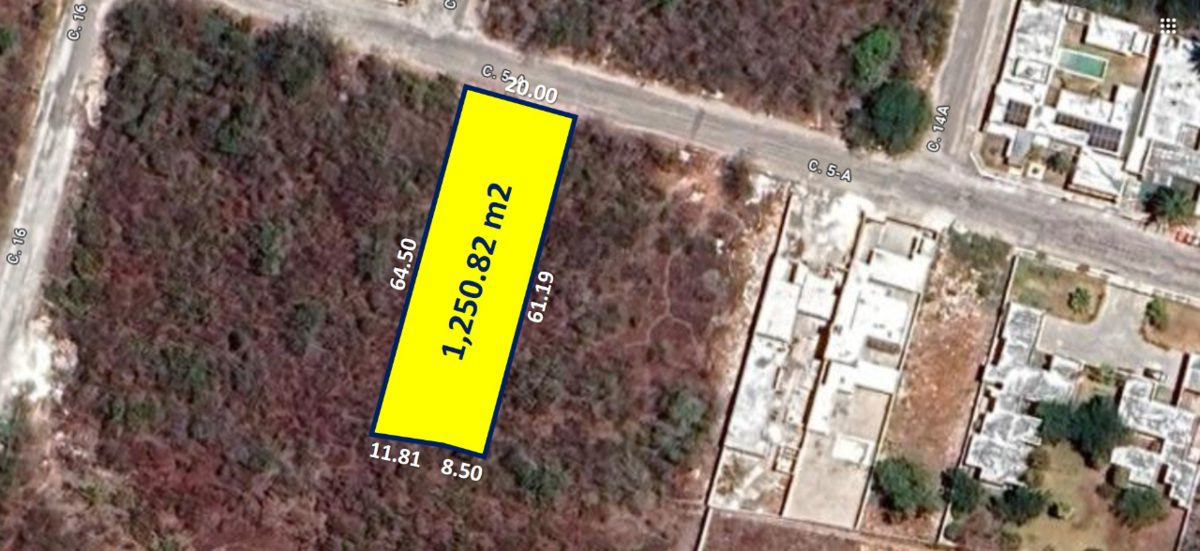 Terreno de 1,250.82 m2 en Campestre Viladiu, Cholul, Mérida