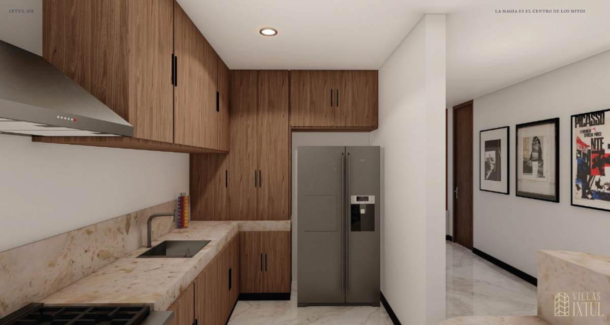 10 of 21: Cocina con gavetas de madera dura de la región
