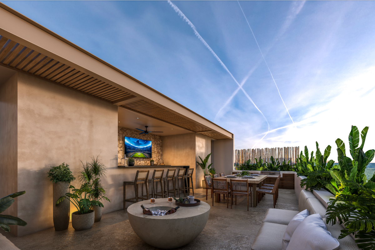 4 of 10: Terraza y/o Roof Garden con parrilla y sala