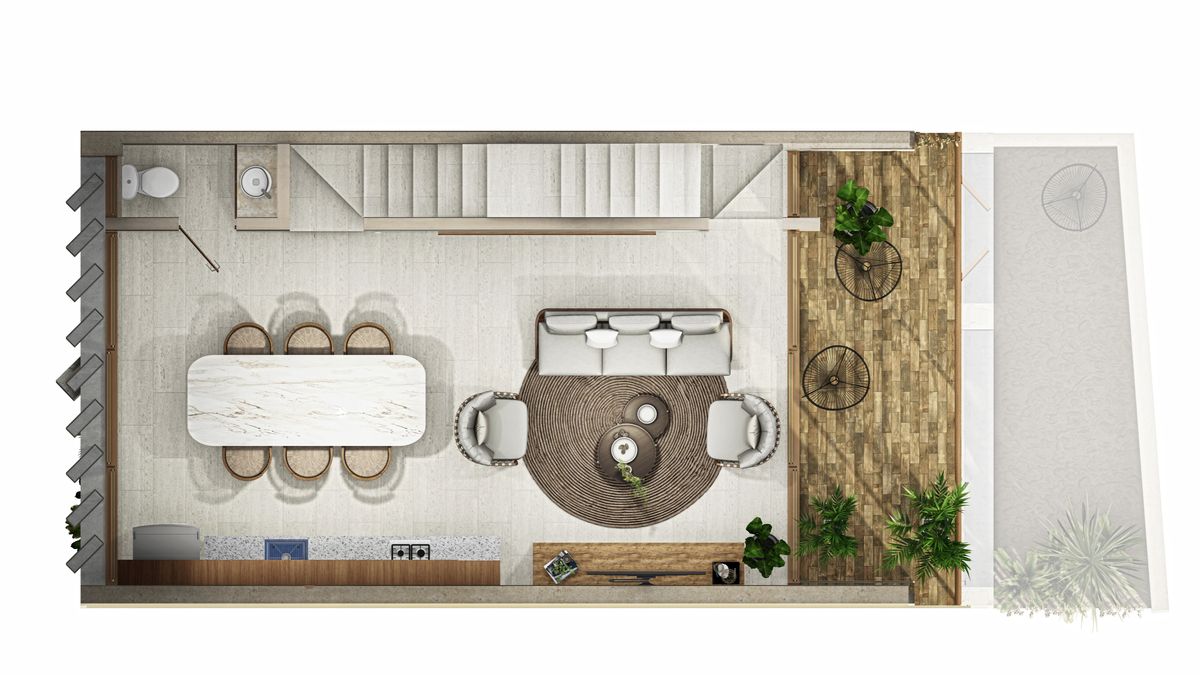 4 de 16: 1er nivel (cocina, sala-comedor)