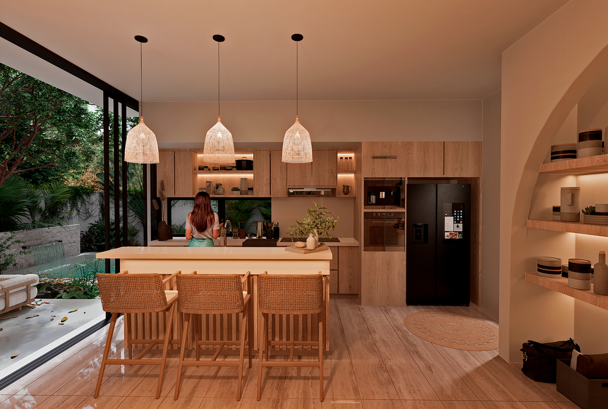 23 de 30: Cocina abierta con acceso a terraza