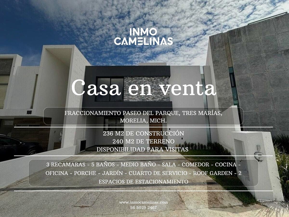 *CASA À VENDA! PASEO DEL PARQUE, TRES MARÍAS, MORELIA, MICHOACÁN, foto 1 de 17