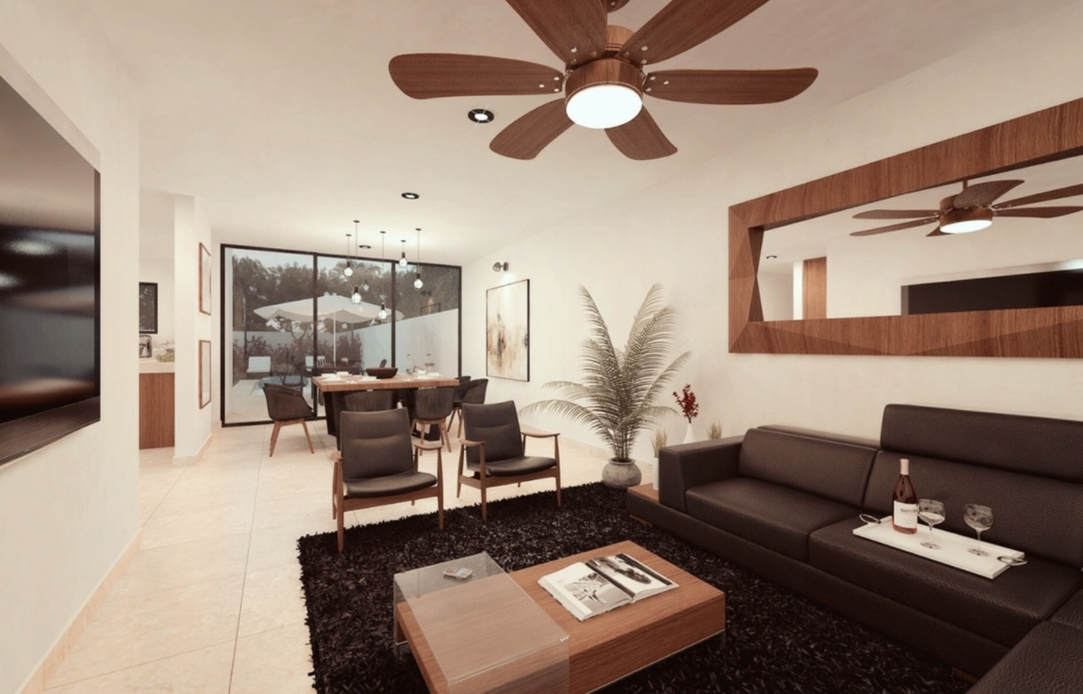 3 de 5: Interior planta baja con vista al jardín y piscina