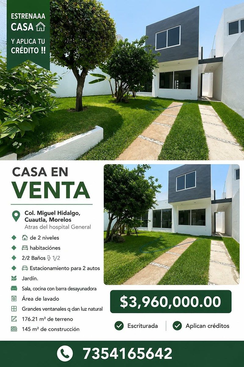¡¡ESTRENAAA CASA Y APLICA TU CRÉDITO‼️ COLONIA MIGUEL HIDALGO CUAUTLA  MORELOS, foto 1 de 23