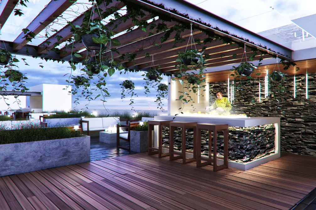 5 de 12: Roof Garden con fogateros, parrilla y cine exterior
