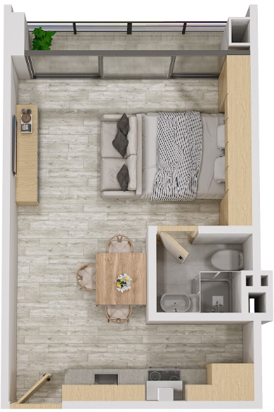 1 of 11: Plano Loft con Balcón