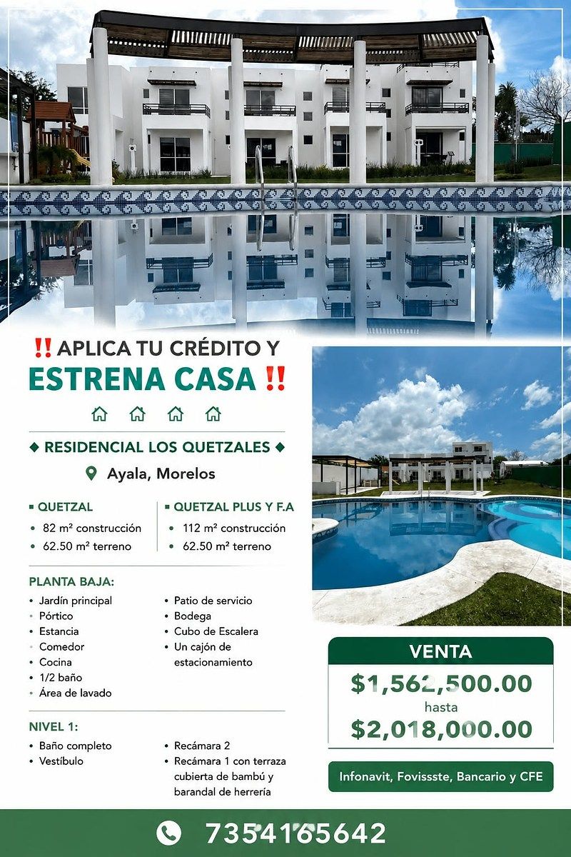 ‼️APLICA TU CRÉDITO Y ESTRENA CASA ‼️ EN RESIDENCIAL LOS QUETZALES  EN AYALA MOR, foto 1 de 41