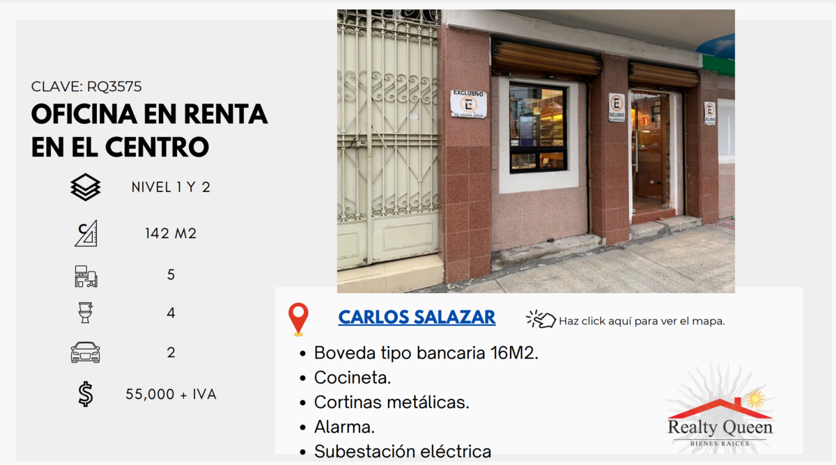 OFICINA EN RENTA EN EL CENTRO