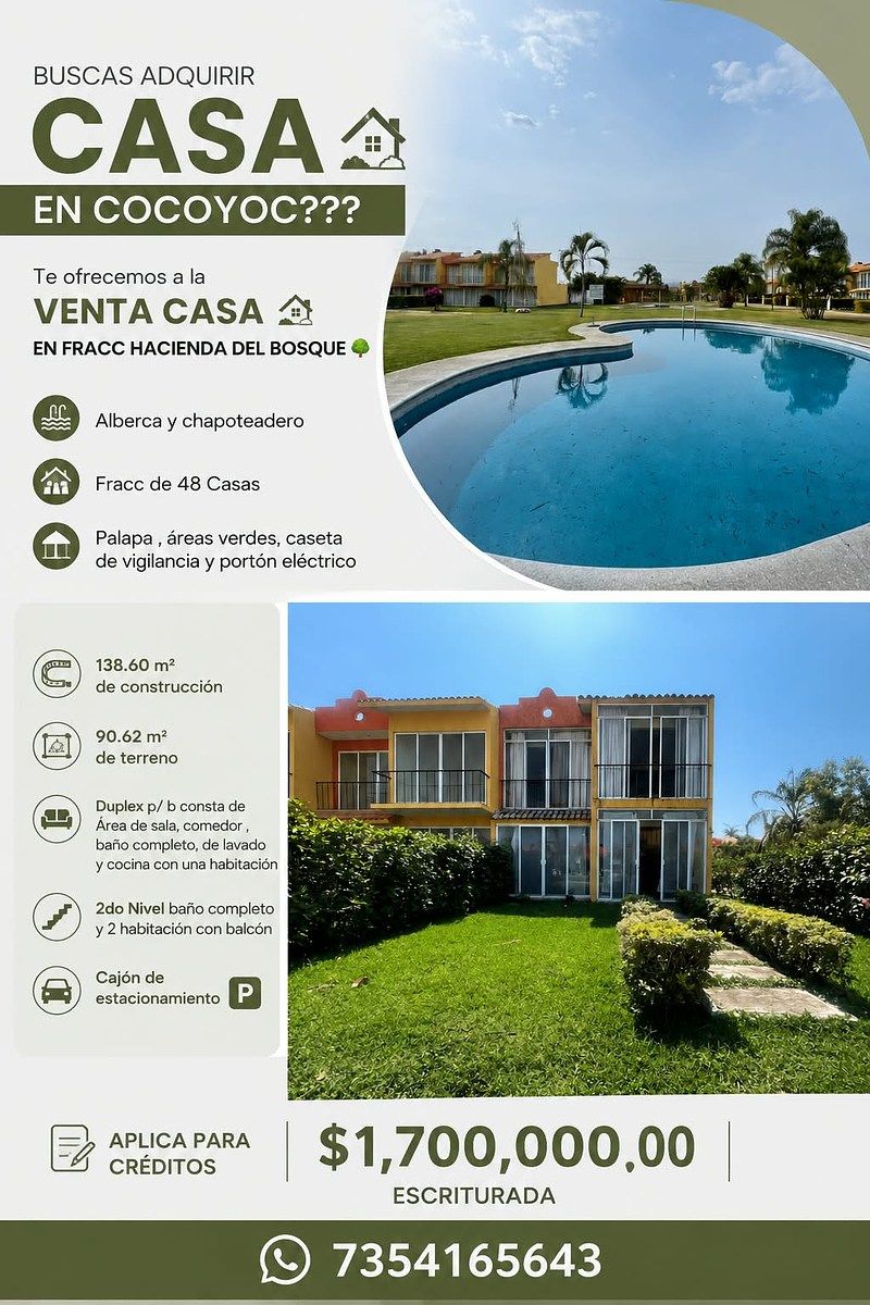 VENDO CASA EN FRACC HACIENDA DEL BOSQUE YAUTEPEC MORELOS, foto 1 de 26