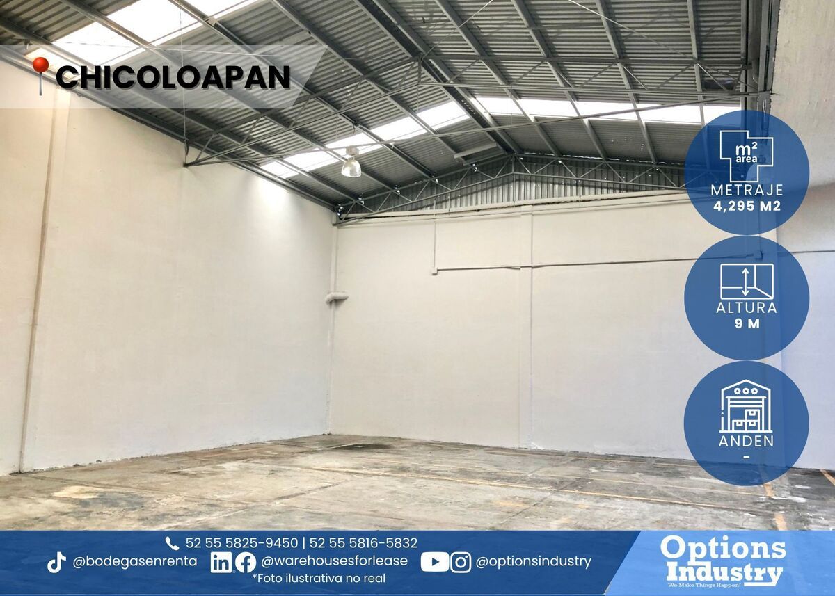 1 de 3: Bodega en renta con patio de maniobras amplio en Chicoloapan