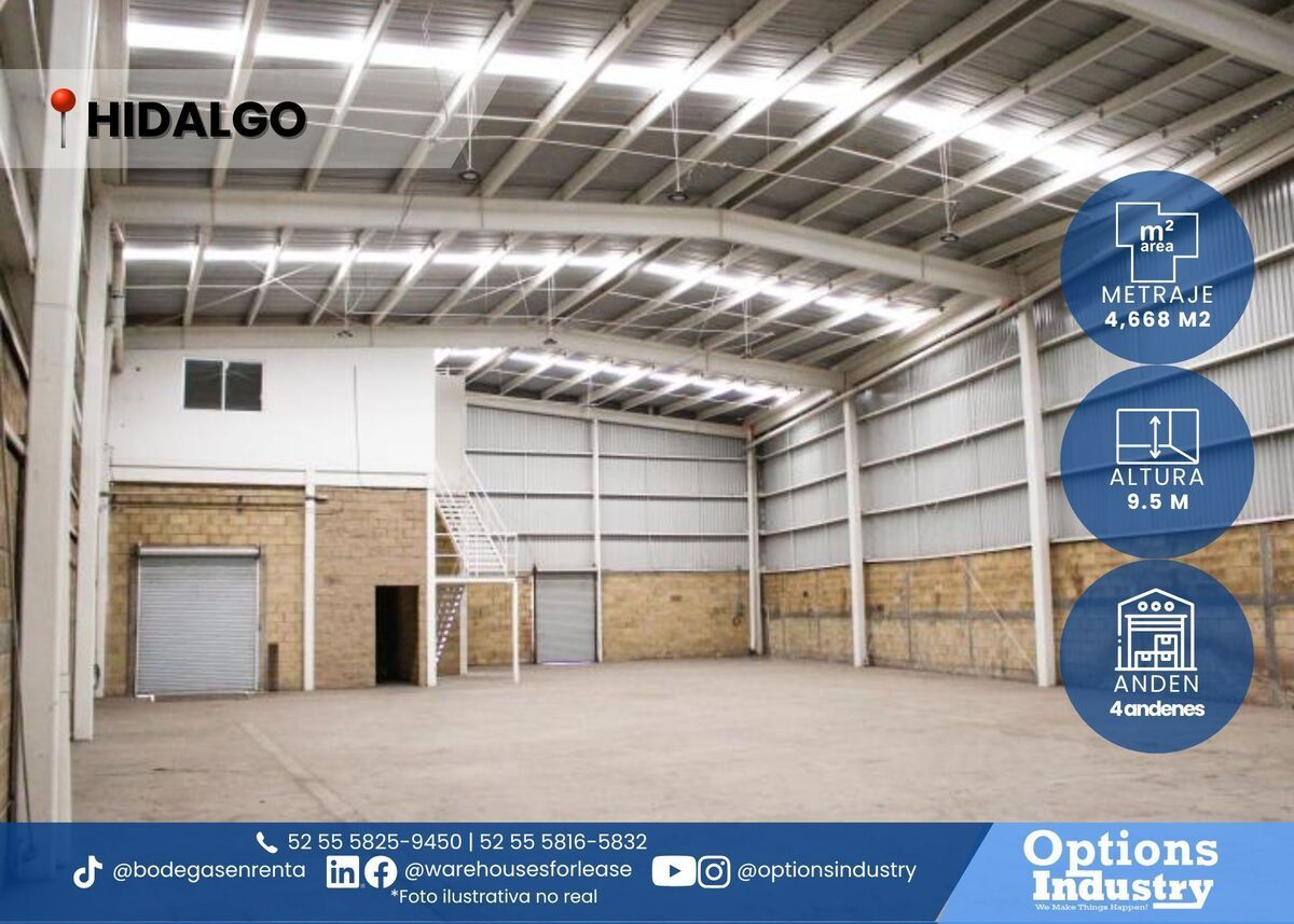 1 de 3: Arrendamiento de nave industrial en  Hidalgo